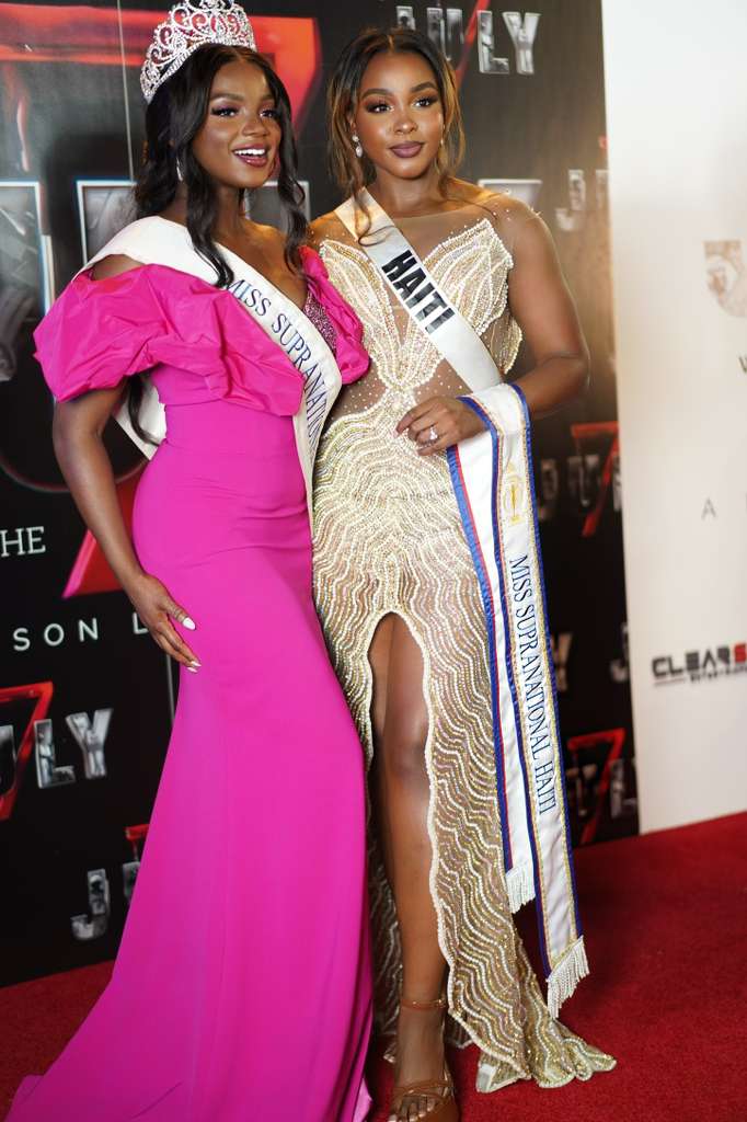 Pascale Belony on the red carpet with the Miss Supranational Haiti sash